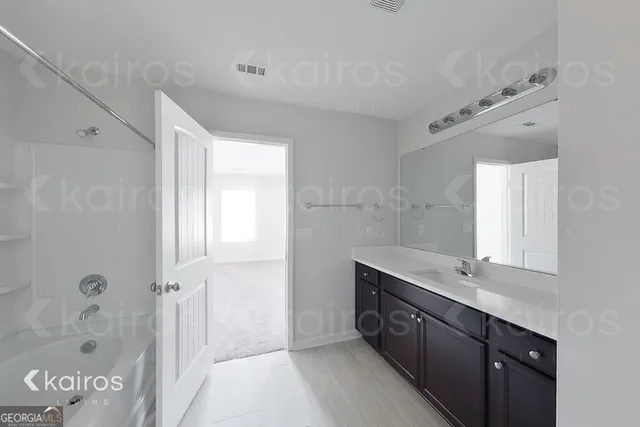 a view of a room that has a window