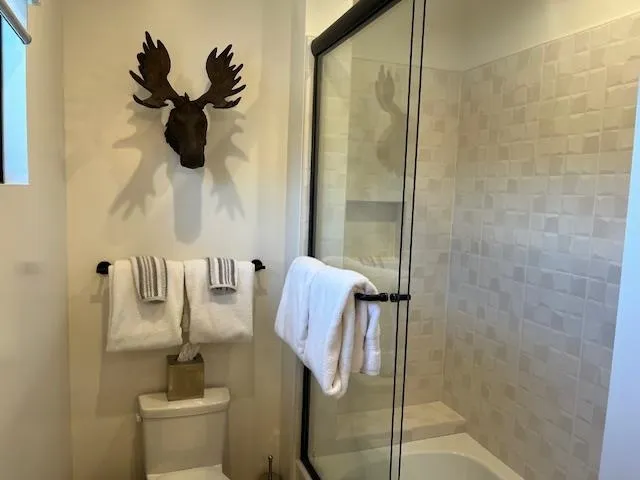 a bathroom with a shower