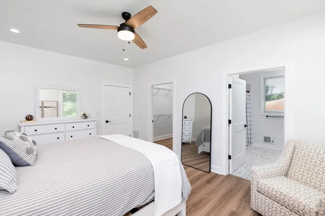 a view of a room with racks on the wall