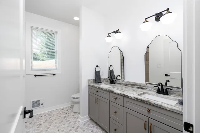 a view of a room with racks on the wall