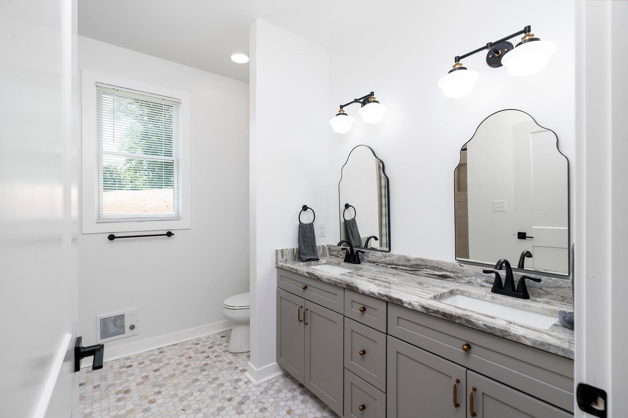 Tbd Wrights Way Staunton, VA 24401 - Photo 39 of 75 a bathroom with a granite countertop sink a toilet and a mirror