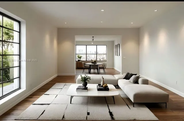 an empty room with windows