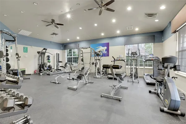 a view of a room with gym equipment