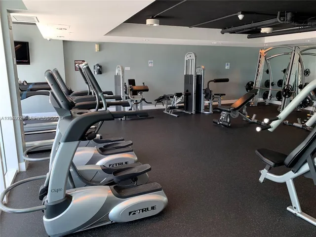 a view of a room with gym equipment