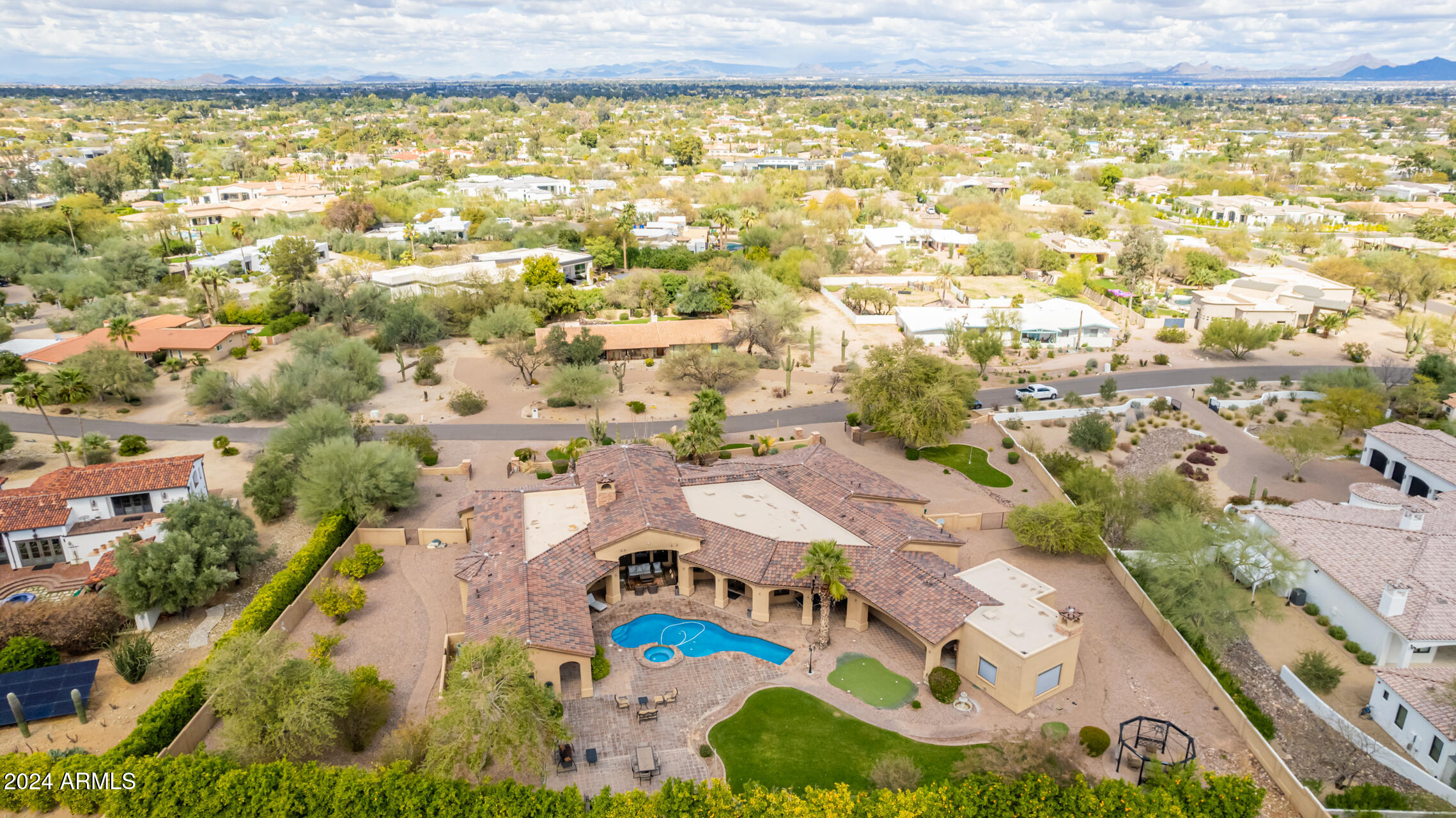 5339 East Royal Palm Road Paradise Valley, AZ 85253 - Photo 70 of 95 an aerial view of residential houses with outdoor space