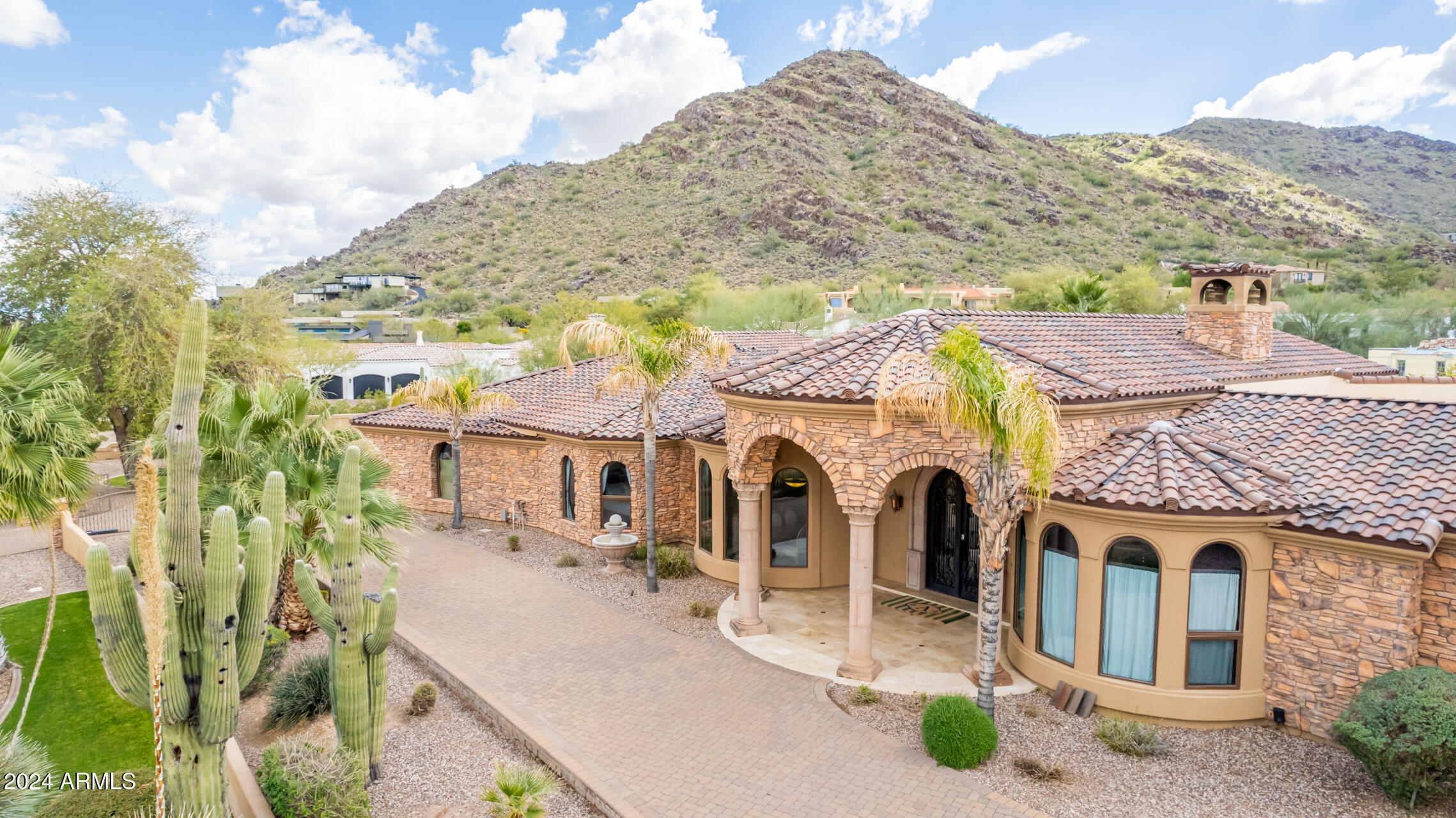 5339 East Royal Palm Road Paradise Valley, AZ 85253 - Photo 77 of 95 a aerial view of a house with a yard and balcony