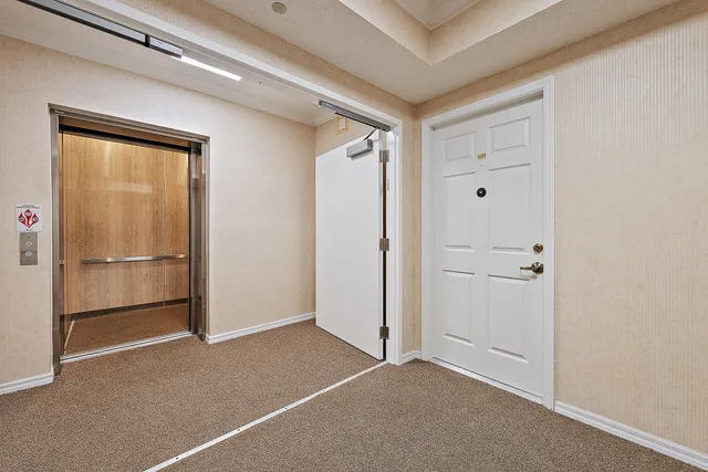 an empty room with closet