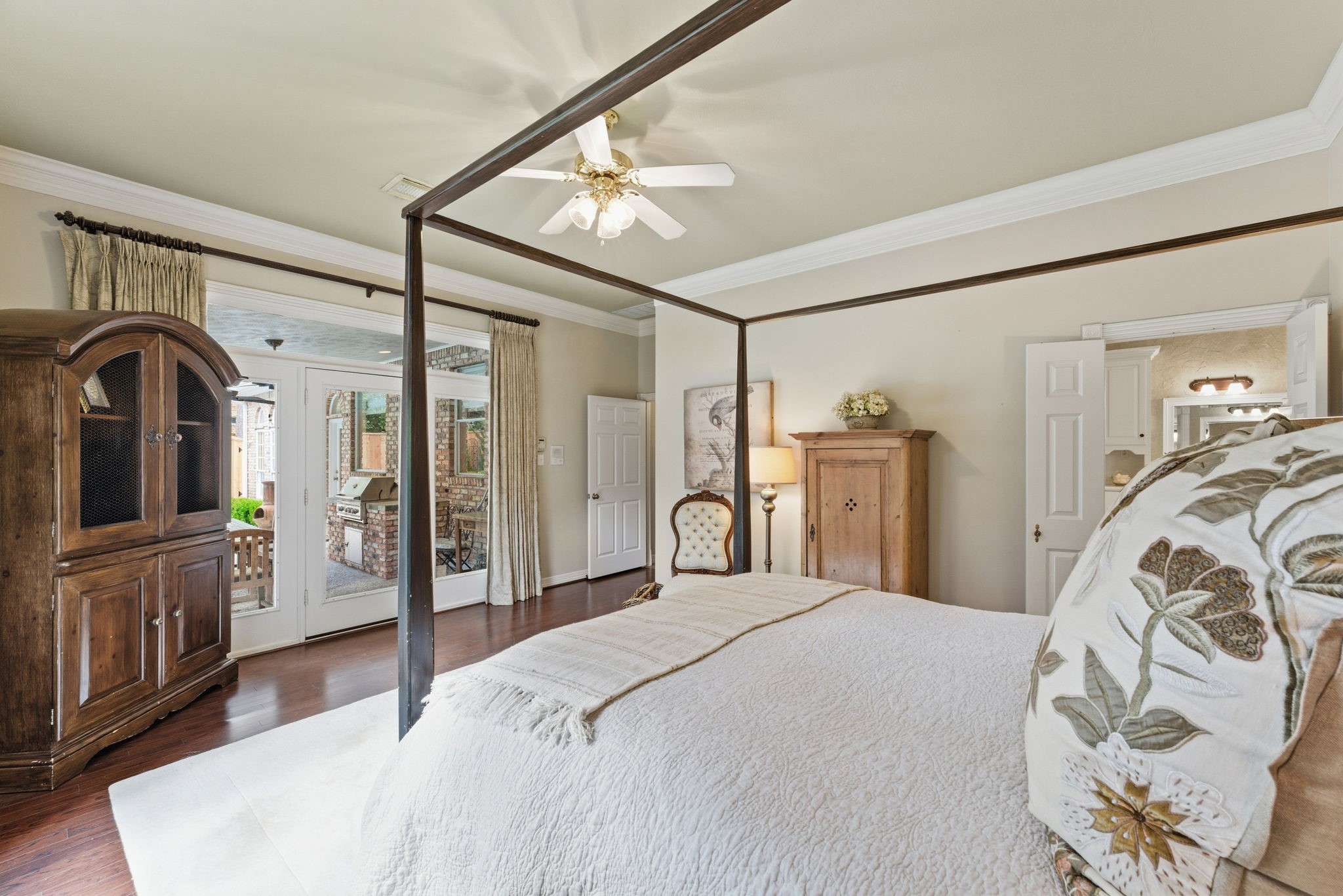 147 North Taylor Point Drive Spring, TX 77382 - Photo 22 of 44 French doors in the primary bedroom lead out to the backyard oasis!