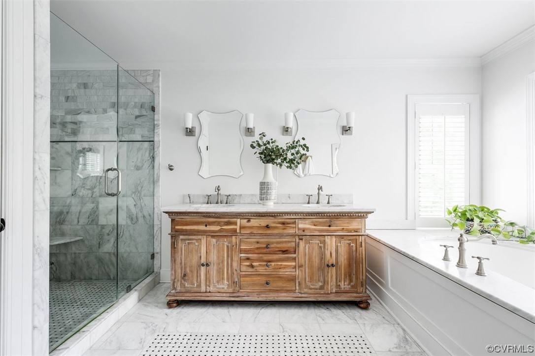 213 Culpepper Road Henrico, VA 23229 - Photo 23 of 46 a spacious bathroom with a double vanity sink a large mirror and shower