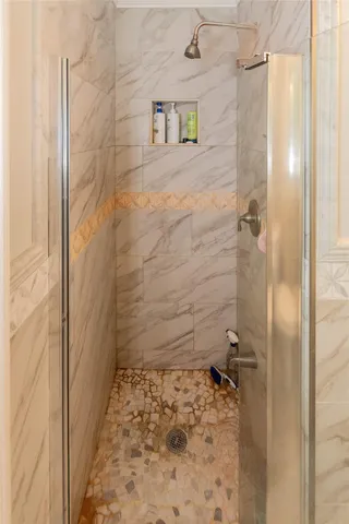 a bathroom with a shower