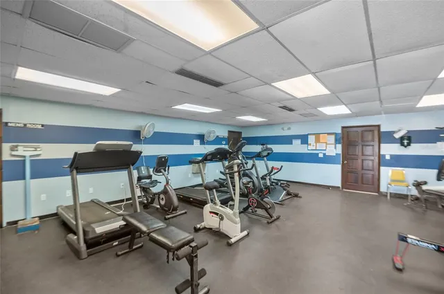 a view of a room with gym equipment