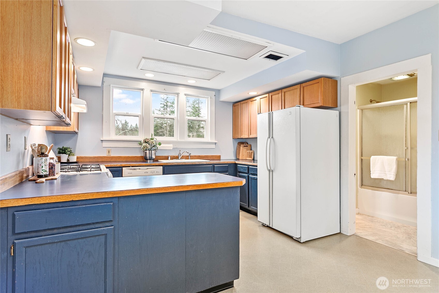 3820 Ohio Street Bellingham, WA 98229 - Photo 12 of 40 a kitchen with sink a refrigerator and cabinets