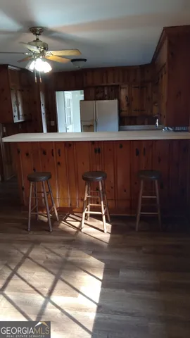 a room with wooden furniture