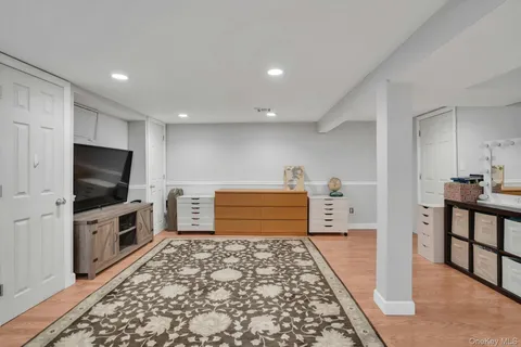 an empty room with cabinet