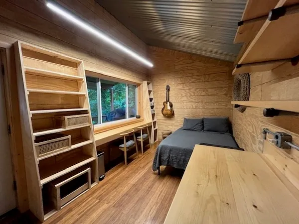 a house with trees in front of it