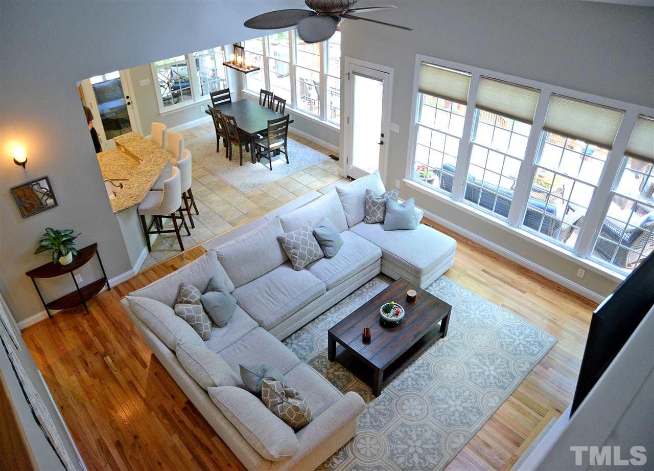 5800 Stone Canyon Court Raleigh, NC 27613 - Photo 12 of 30 Aerial view of the downstairs living area from second floor catwalk.