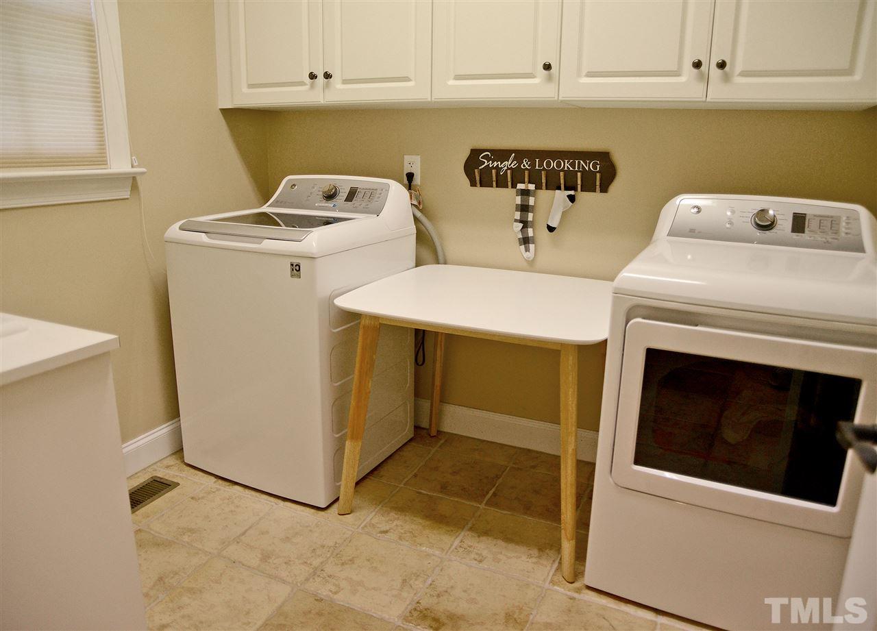 5800 Stone Canyon Court Raleigh, NC 27613 - Photo 20 of 30 Walk in laundry room just off the mudroom (perfect for backpacks, shoes, etc.) complete with sink and built in cabinets! Tuck your laundry away and close the door!