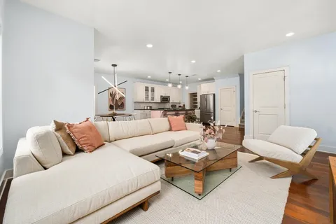 a living room with furniture and a couch