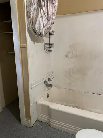 a bathroom with a bathtub