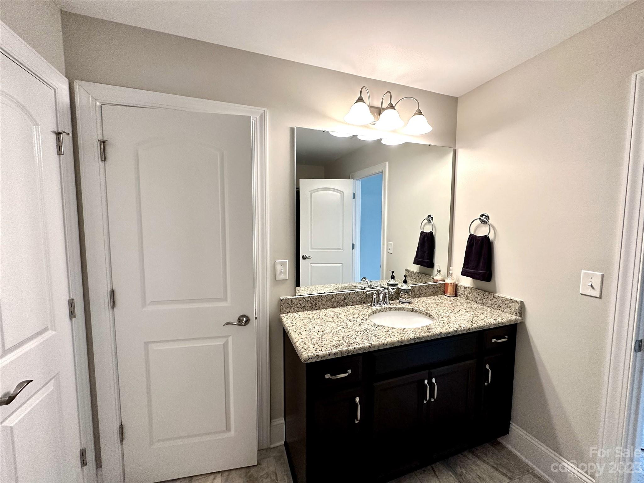 902 Ospre Lane Fort Mill, SC 29708 - Photo 31 of 44 a bathroom with a granite countertop sink and a mirror