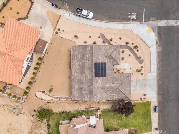an aerial view of a house