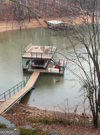a view of a lake with a mountain