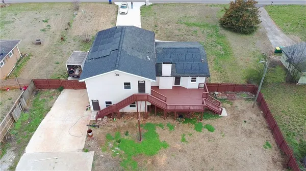 an aerial view of a house