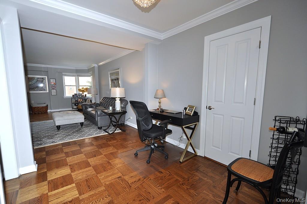 235 Garth Road, Unit E2E Scarsdale, NY 10583 - Photo 23 of 46 Entry foyer has two large closets (one walk-in). This is a great space for a home office set-up. The foyer opens to the living room and is approx. 15'-4" x 8'-4".