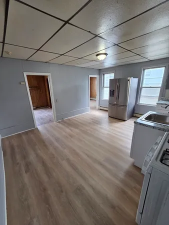 a large room with windows