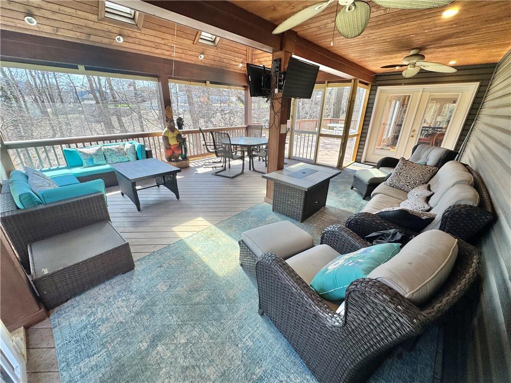 2776 Valleyview Drive Lower Burrell, PA 15068 - Photo 44 of 50 a outdoor living space with furniture and a black umbrella