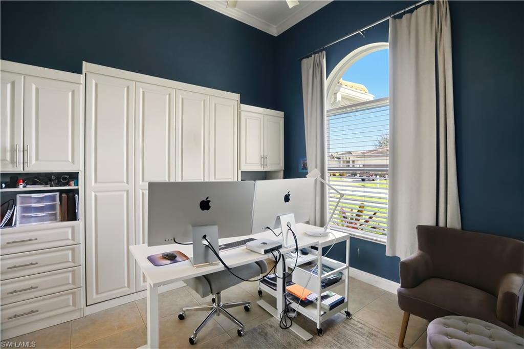 80 Delbrook Way Marco Island, FL 34145 - Photo 33 of 49 Office area with light tile patterned flooring and ornamental molding