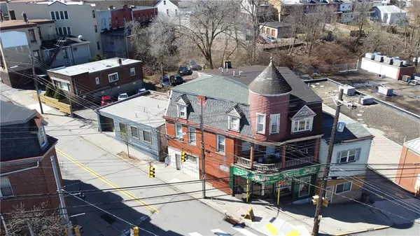 an aerial view of multiple houses