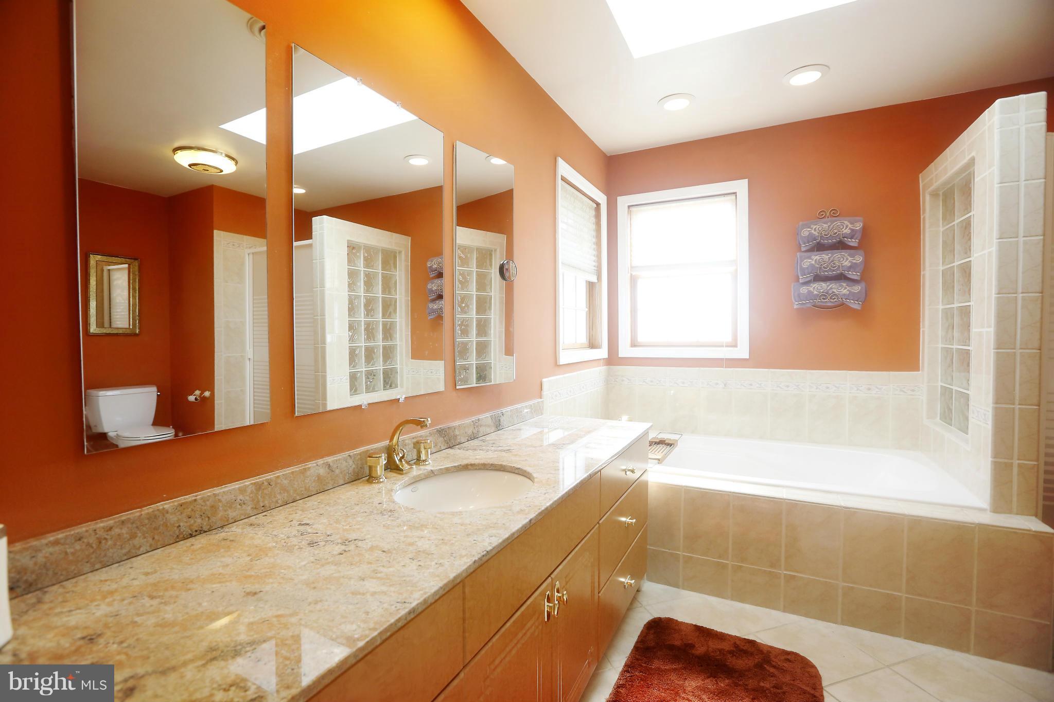 4609 Forge Road Perry Hall, MD 21128 - Photo 23 of 30 a bathroom with a granite countertop sink and a large mirror