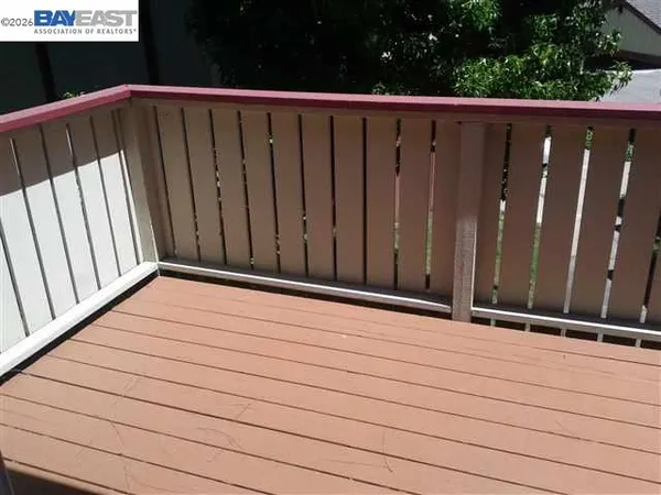 a view of wooden balcony