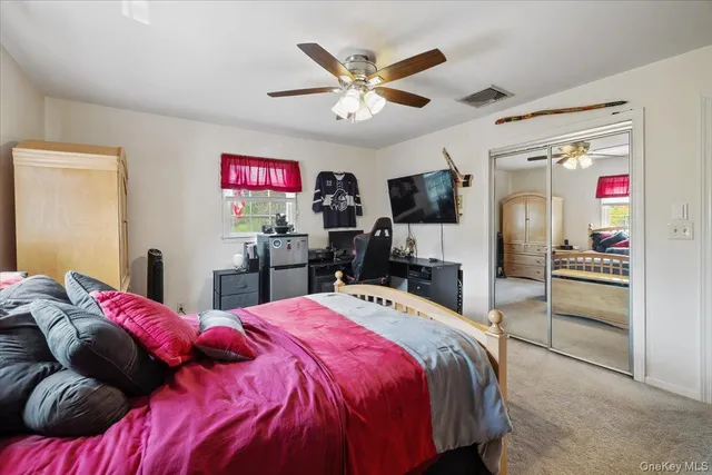 a bed room with a bed and a television