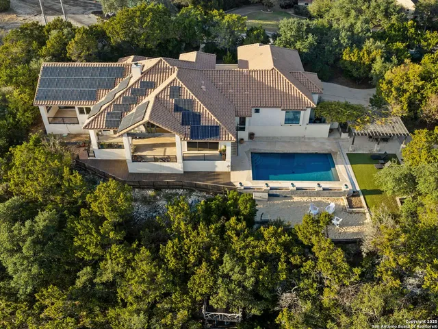an aerial view of a house
