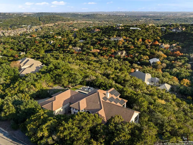 an aerial view of a house