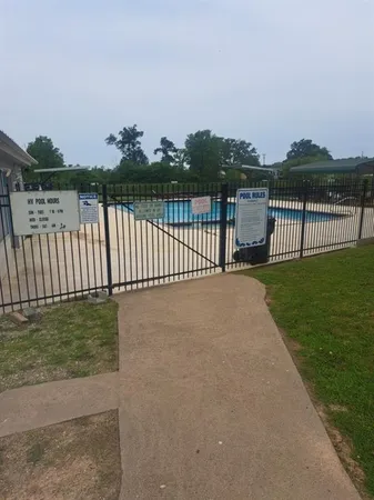 a view of a garden and deck