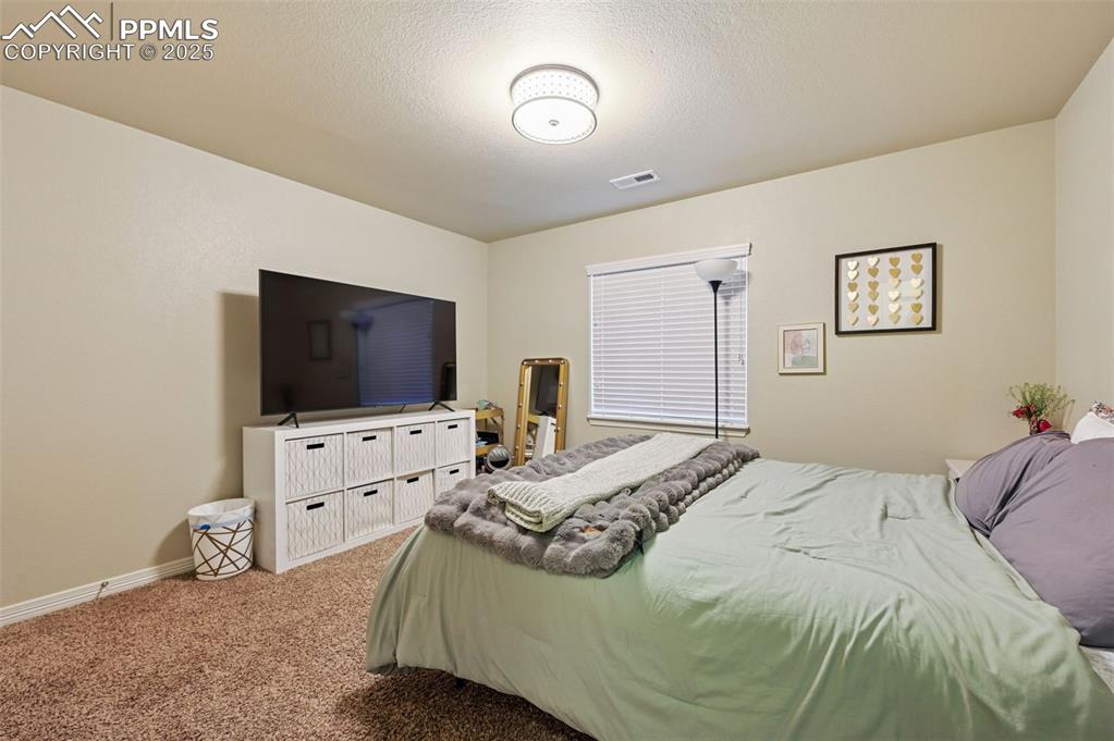 10214 Prairie Ridge Court Peyton, CO 80831 - Photo 23 of 42 a bedroom with a bed and a flat screen tv