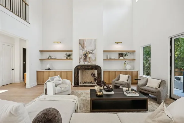 a living room with furniture