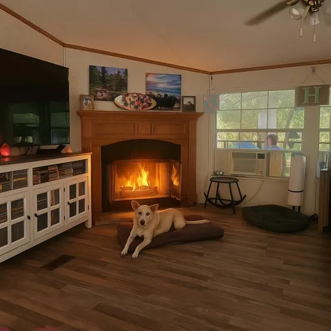 a living room with furniture and a flat screen tv