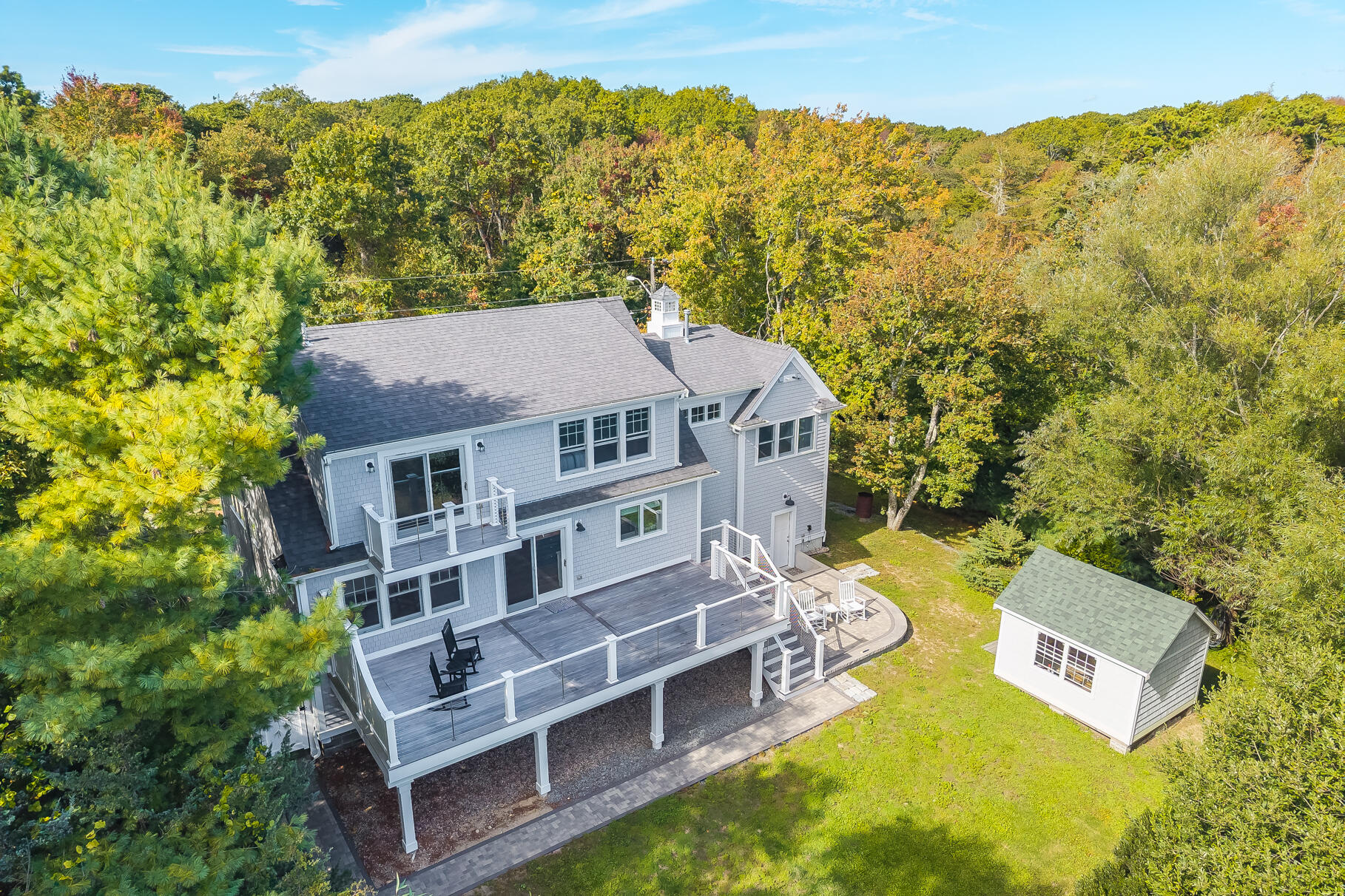 128 Uncle Percy's Road Mashpee, MA 02649 - Photo 36 of 45 aerial view of a house with a yard