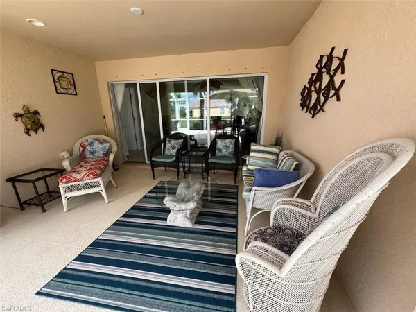 a dining room with furniture