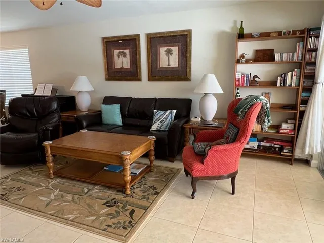 a living room with furniture a rug and a potted plant