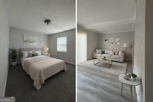 a spacious bedroom with a bed and window