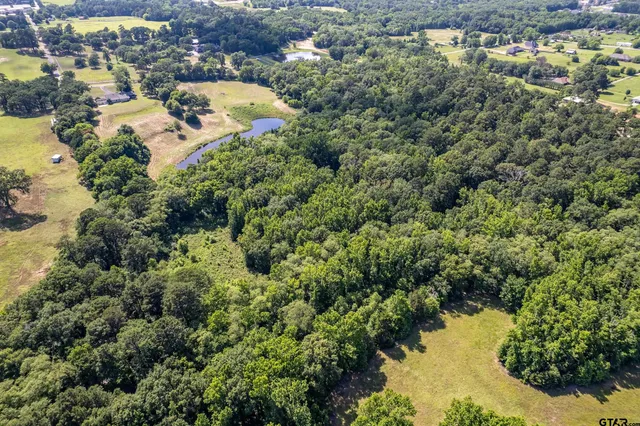 an aerial view of a houses with a yard