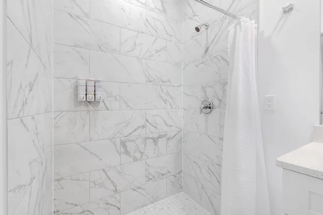 a bathroom with a shower