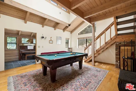 a room with pool table