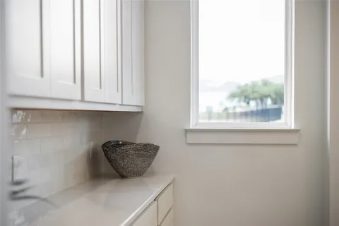 a kitchen with a window