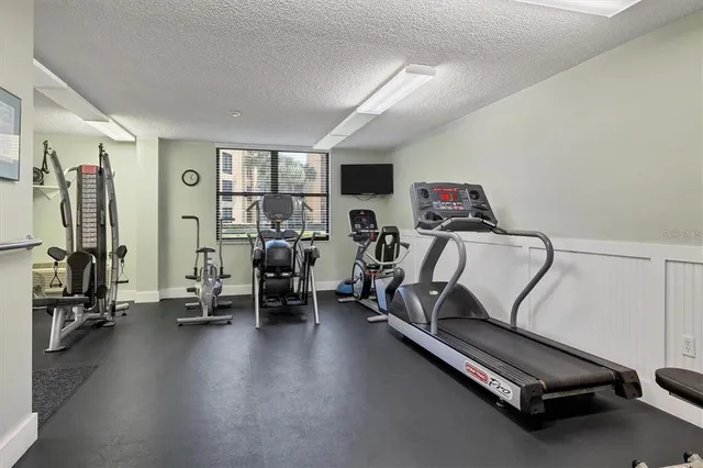 a view of a room with gym equipment
